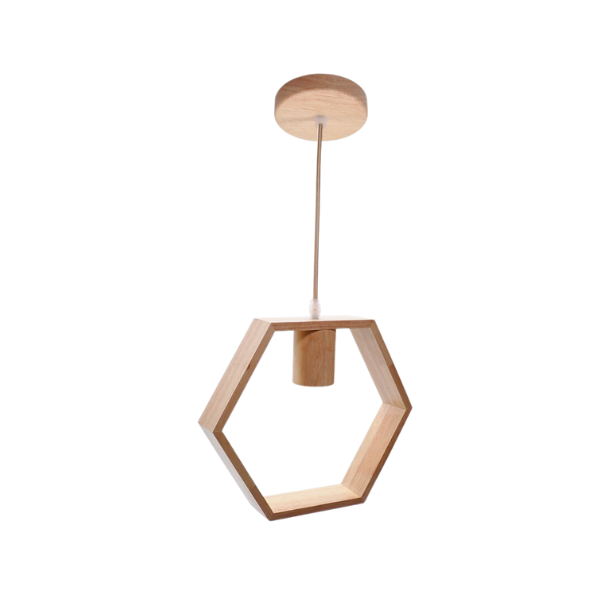 LÁMPARA HEXAGONAL DE MADERA E27