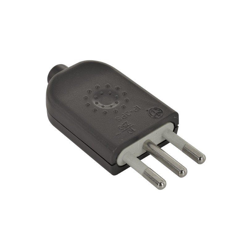 Enchufe volante macho 10a, 250v, 2p+t, negro