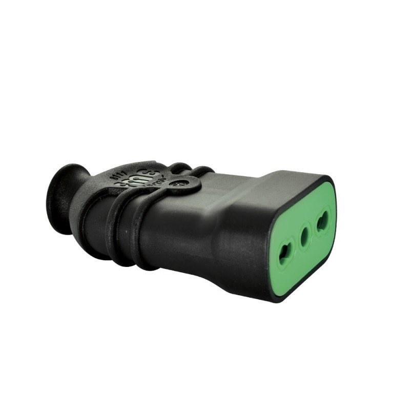 enchufe volante hembra 16a, 250v, 2p+t, negro